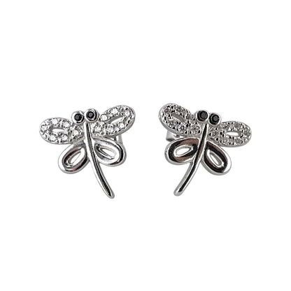 CZ Dragonfly Post Earrings Sterling Silver