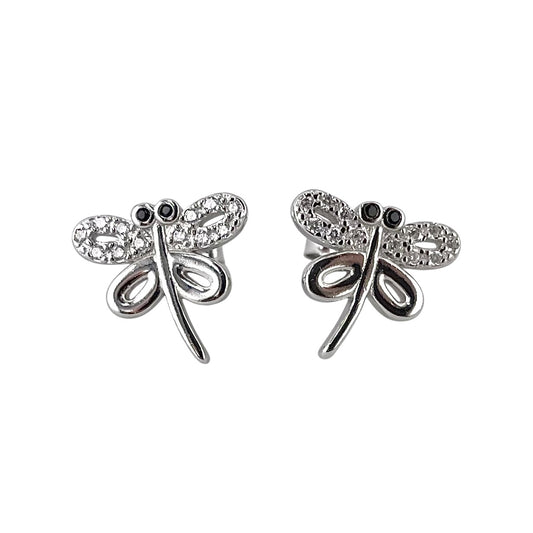 CZ Dragonfly Post Earrings Sterling Silver