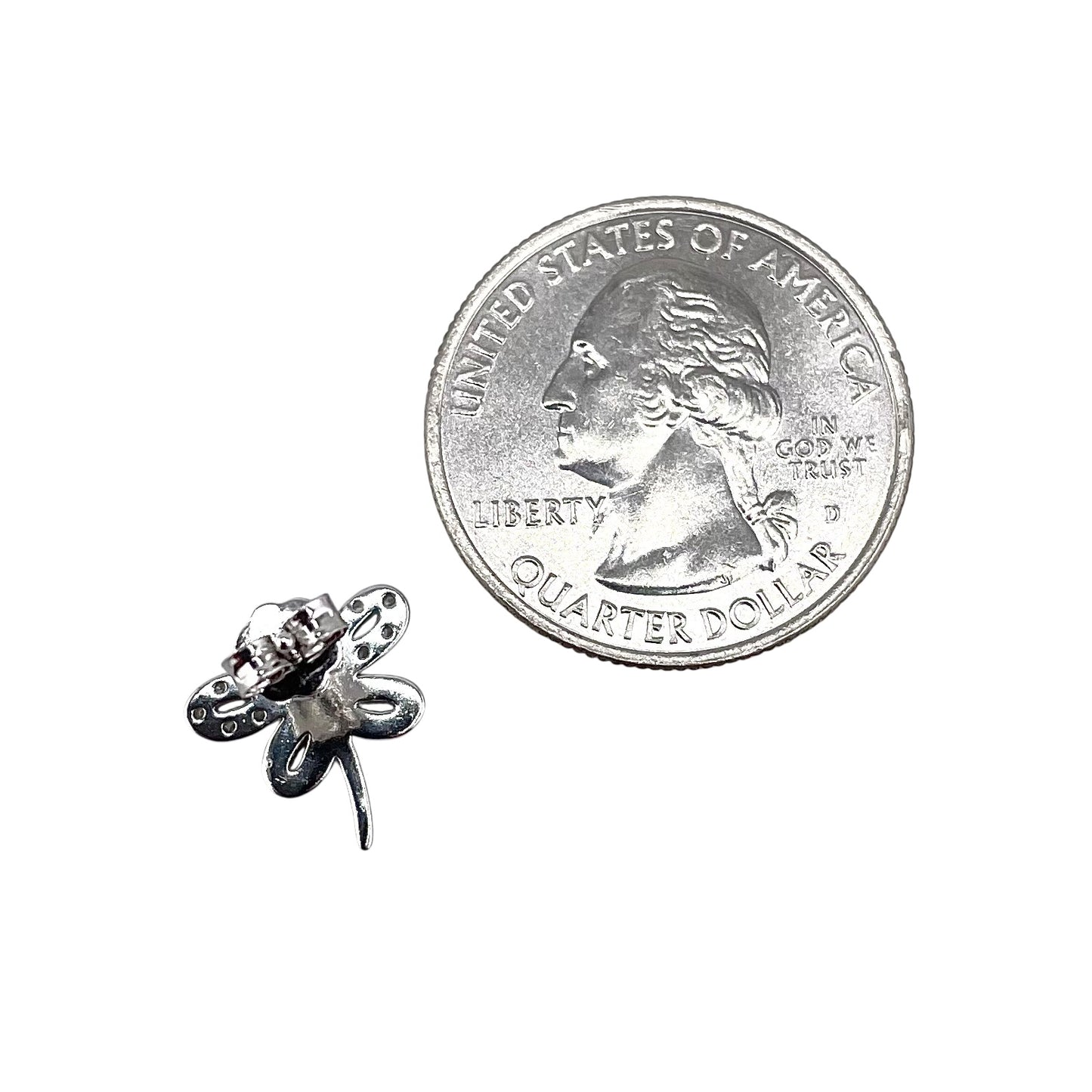 CZ Dragonfly Post Earrings Sterling Silver
