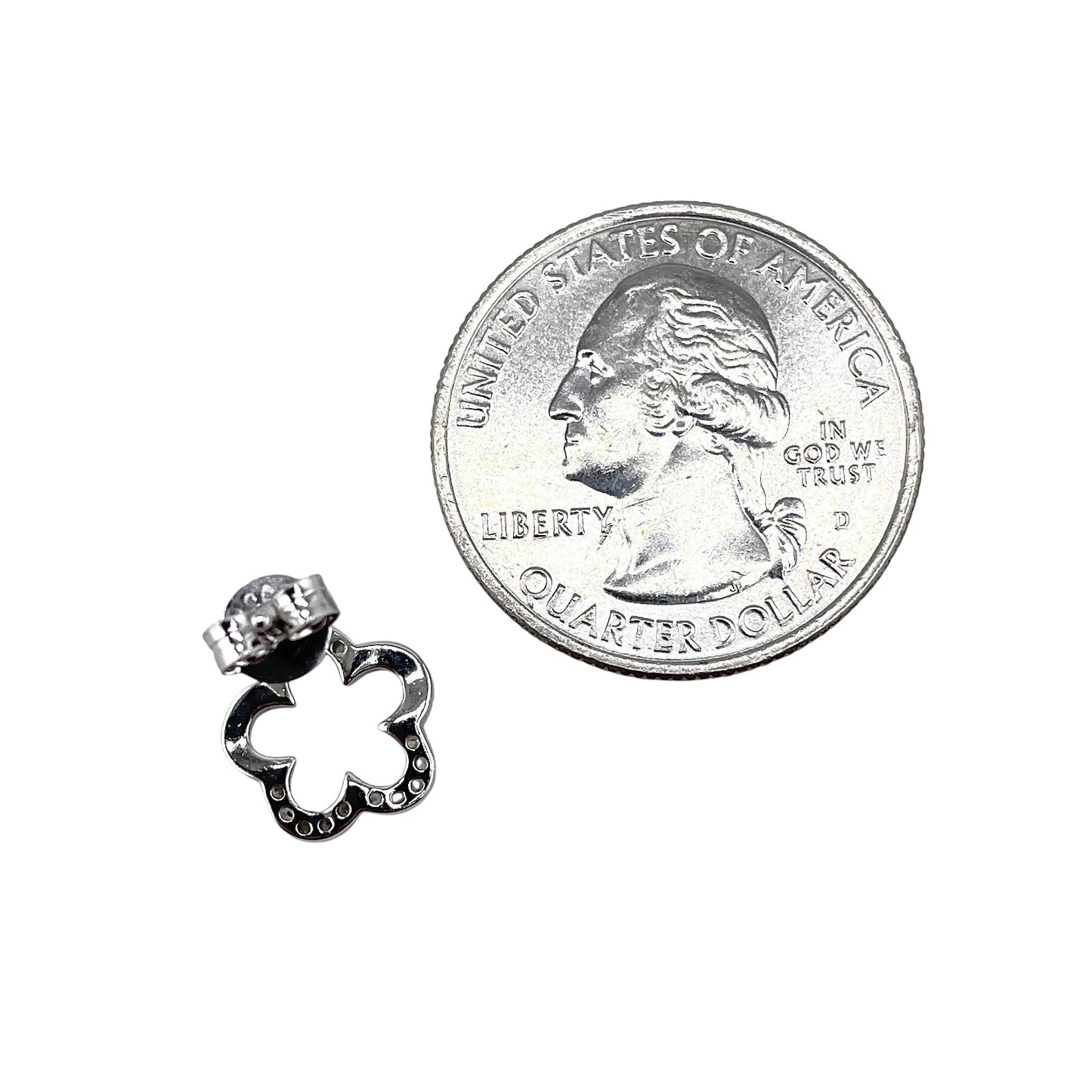 CZ Flower Post Earrings Sterling Silver
