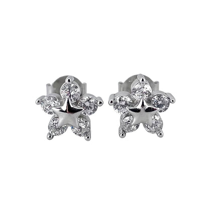 CZ Star Post Earrings Sterling Silver