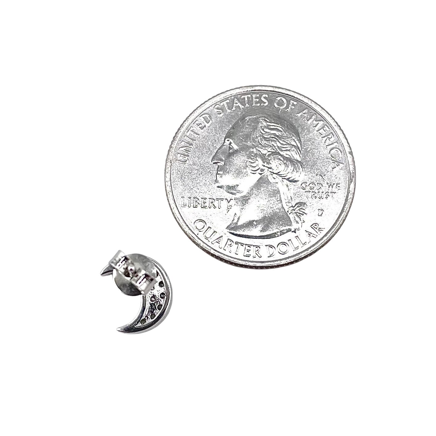 CZ Crescent Moon Post Earrings Sterling Silver