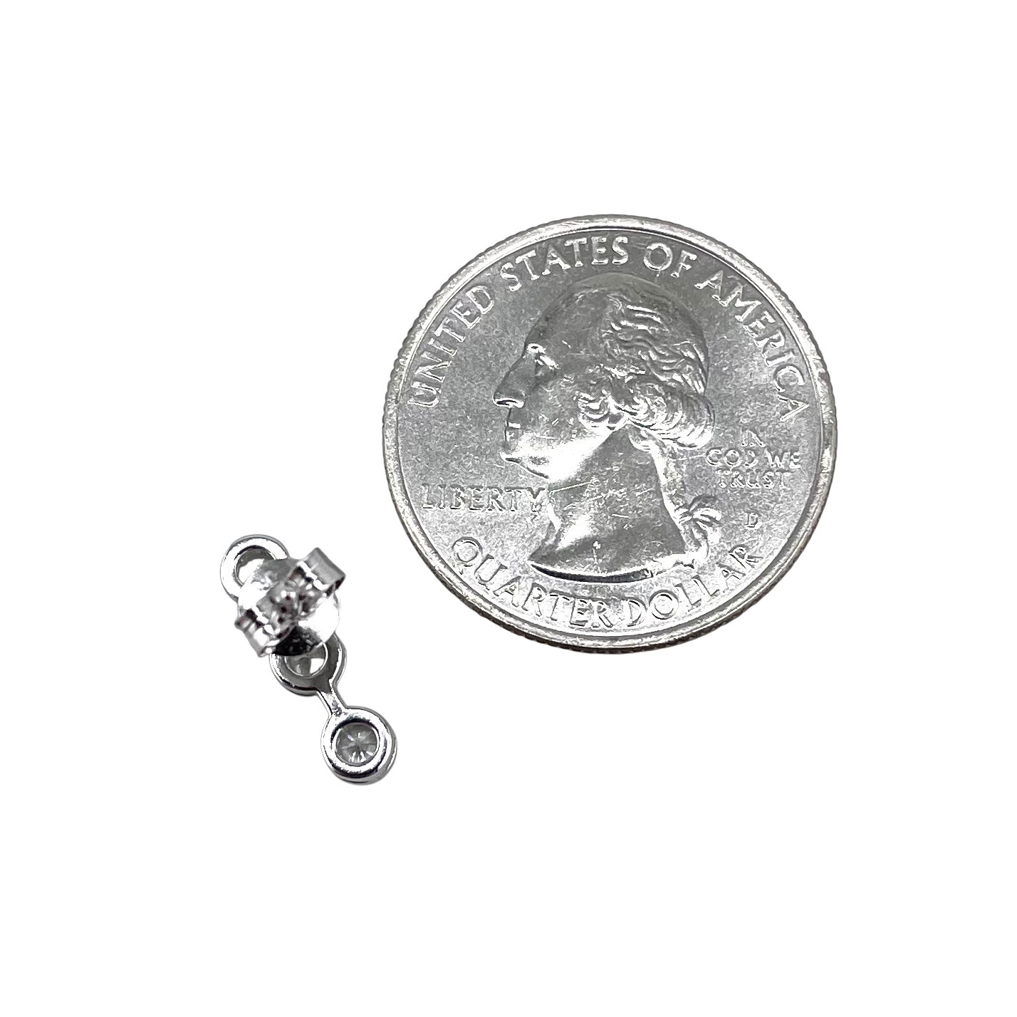 CZ 3 Stone Post Earrings Sterling Silver