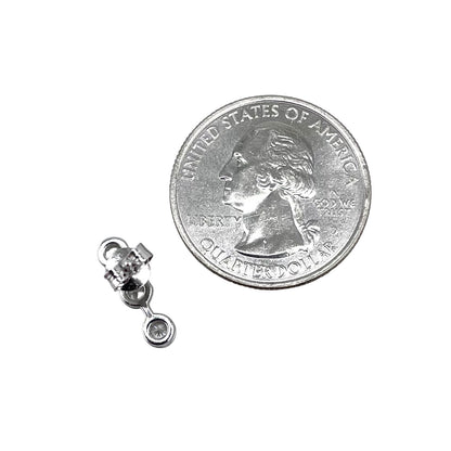 CZ 3 Stone Post Earrings Sterling Silver