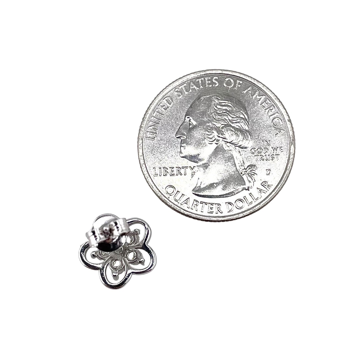 CZ Flower Post Earrings Sterling Silver