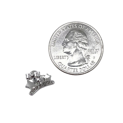 CZ Star Row Post Earrings Sterling Silver