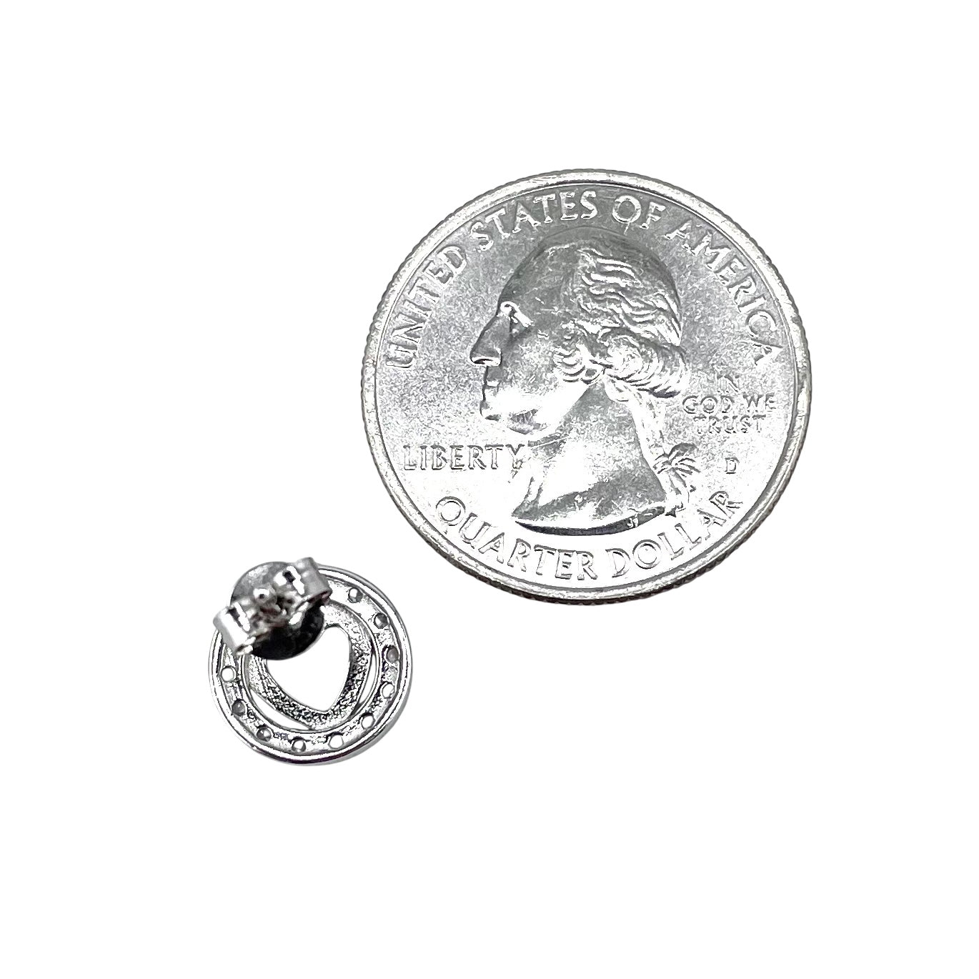 CZ Heart Circle Post Earrings Sterling Silver