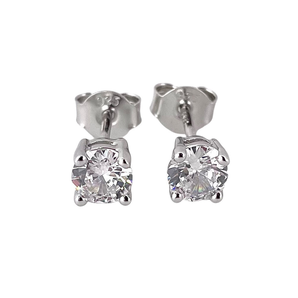 CZ Round Post Earrings Sterling Silver