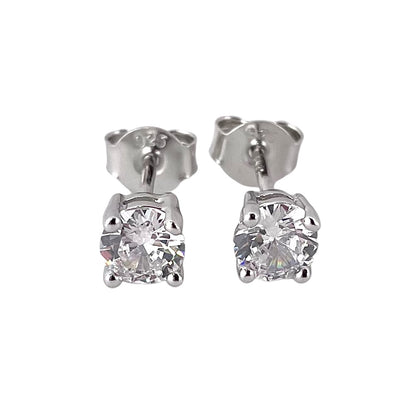 CZ Round Post Earrings Sterling Silver