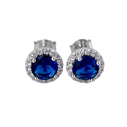CZ Round Post Earrings Sterling Silver