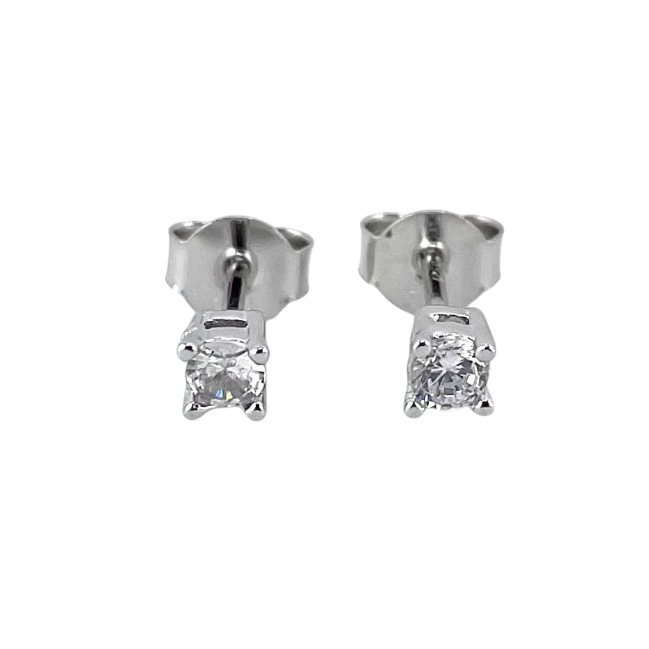 CZ Round Post Stud Earrings Sterling Silver