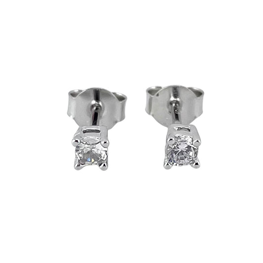 CZ Round Post Stud Earrings Sterling Silver