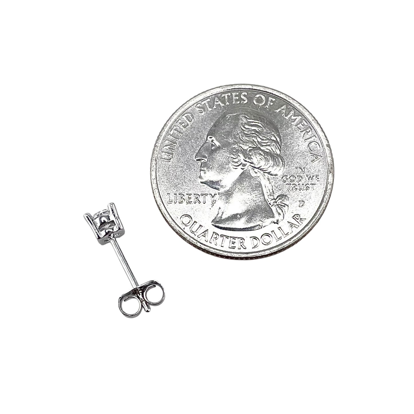 CZ Round Post Stud Earrings Sterling Silver