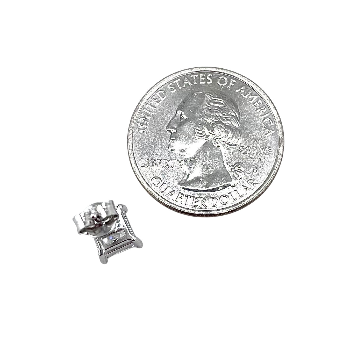 CZ Square Post Earrings Sterling Silver