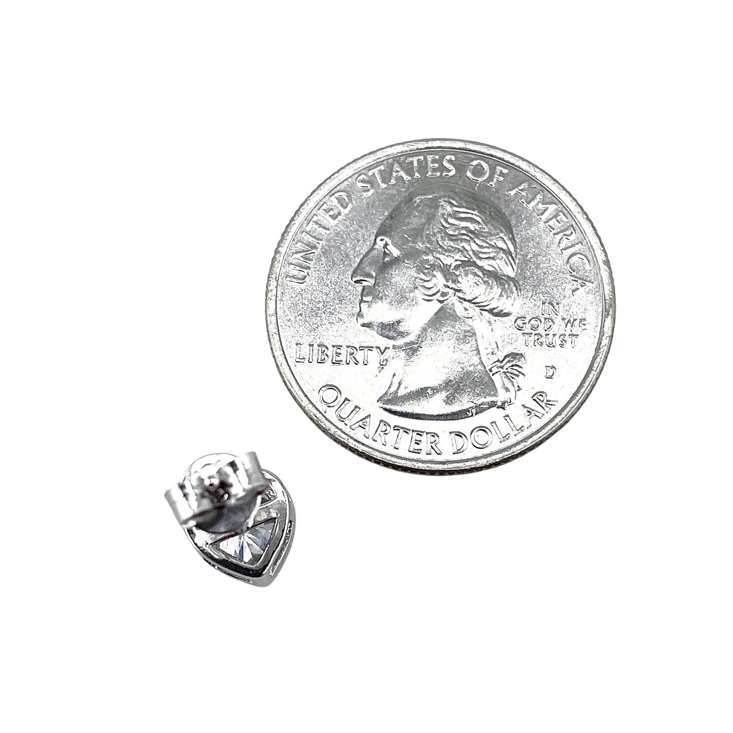 CZ Heart Post Earrings Sterling Silver