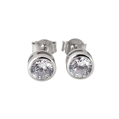 CZ Round Post Earrings Sterling Silver