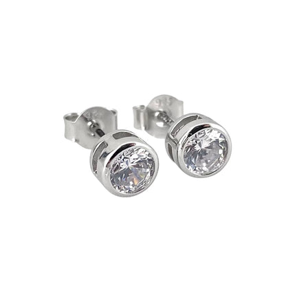 CZ Round Post Earrings Sterling Silver