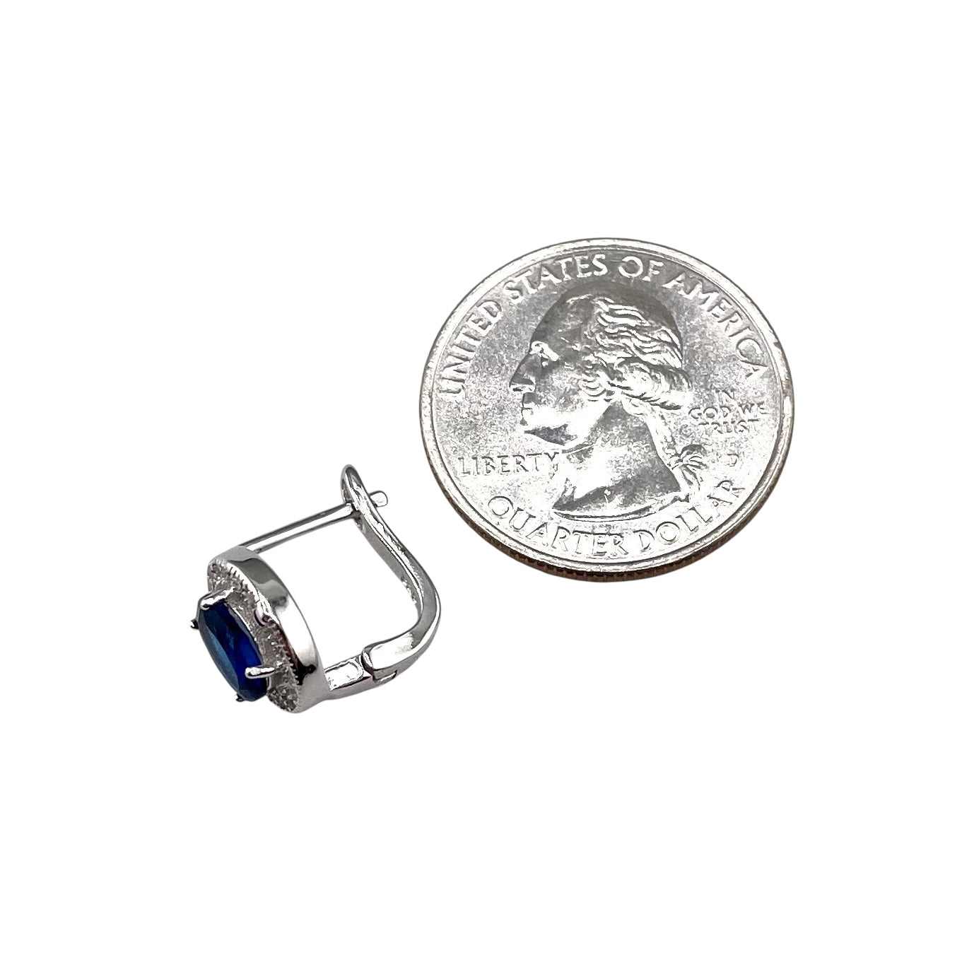 CZ Oval Clip Earrings Sterling Silver