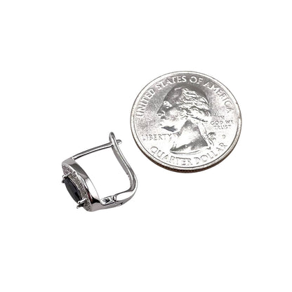 CZ Marquis Pear Clip Earrings Sterling Silver