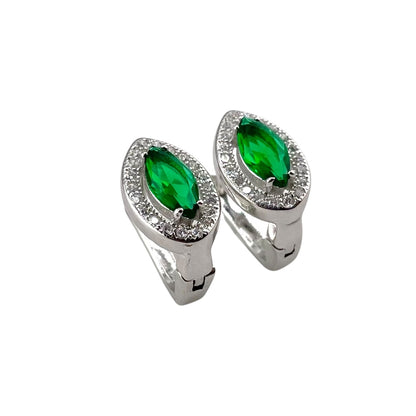 CZ Marquis Pear Clip Earrings Sterling Silver