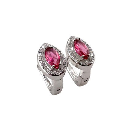 CZ Marquis Pear Clip Earrings Sterling Silver