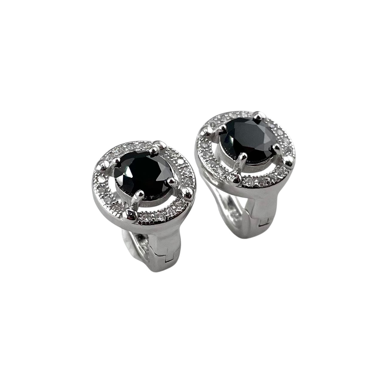 CZ Round Clip Earrings Sterling Silver