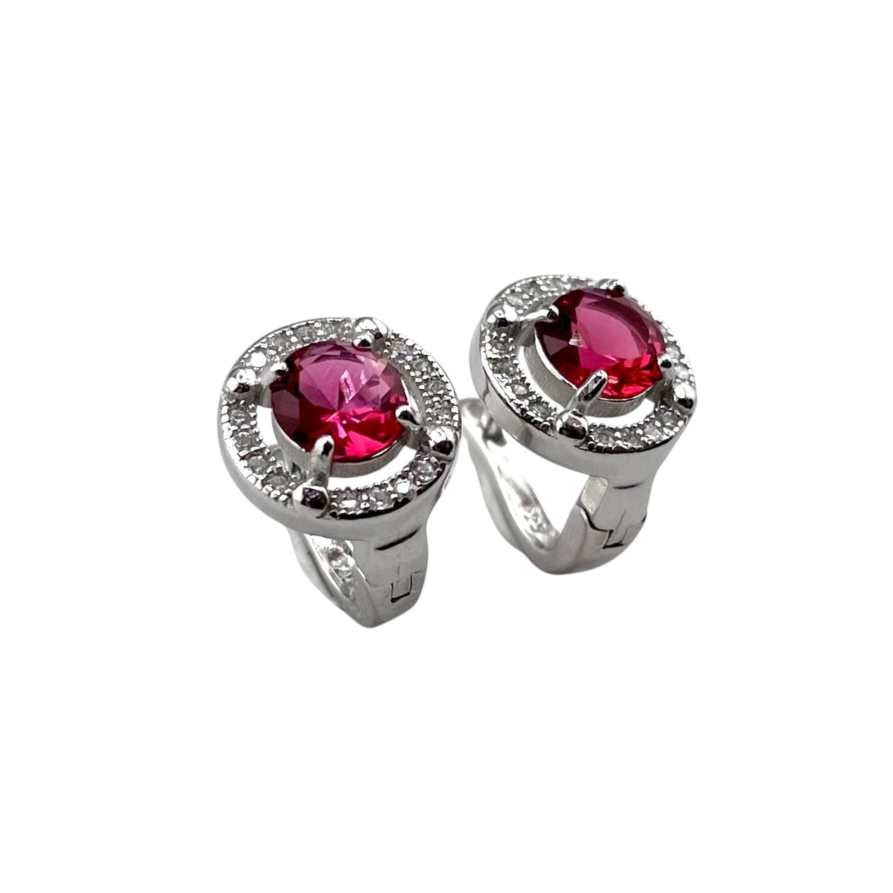 CZ Round Clip Earrings Sterling Silver