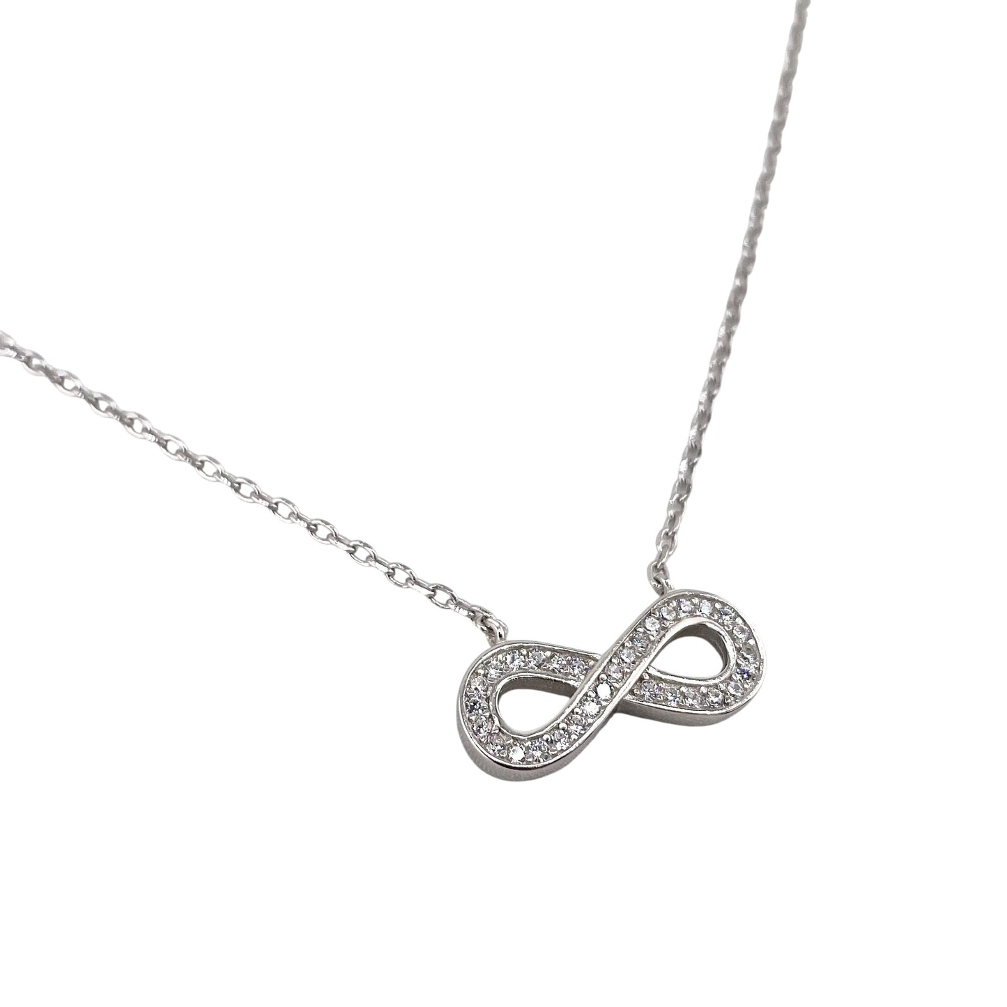 CZ Infinity Chain Necklace Sterling Silver
