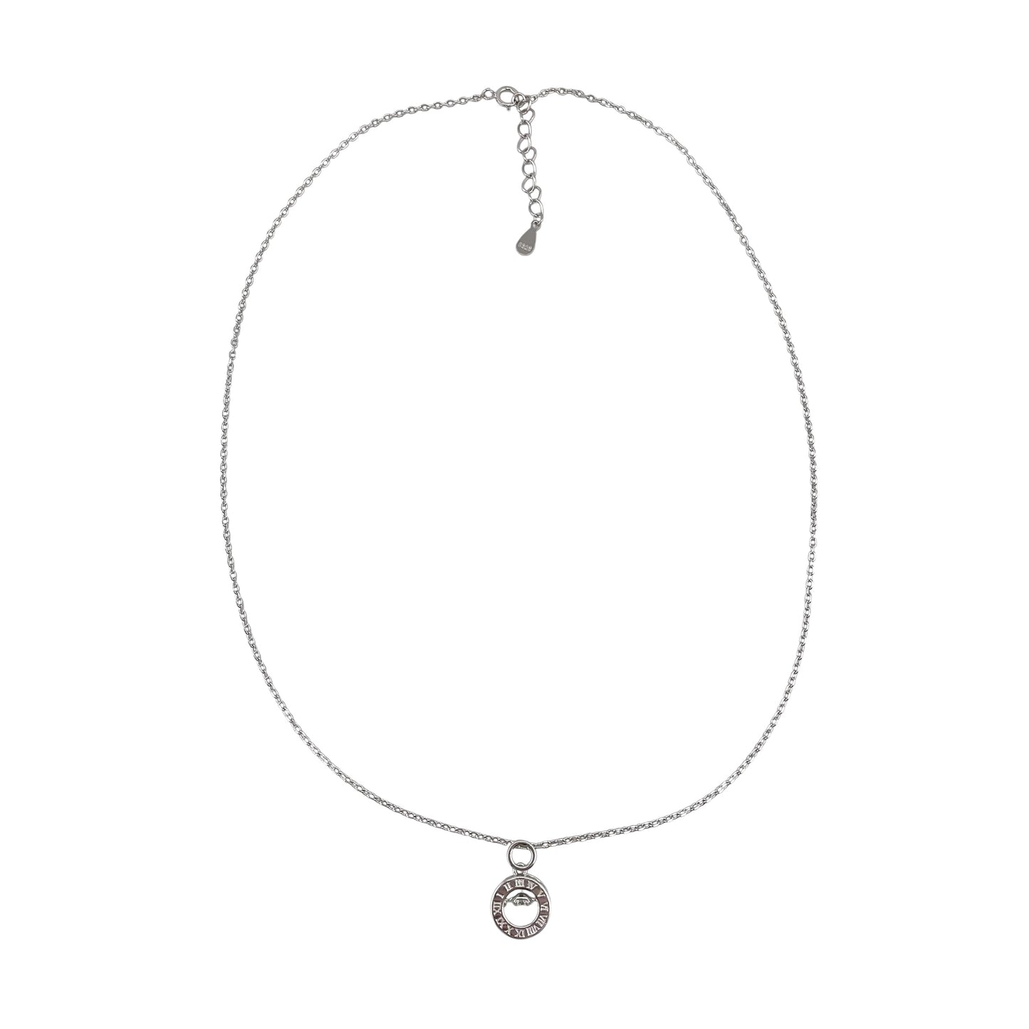 CZ Roman Numeral Chain Necklace Sterling Silver