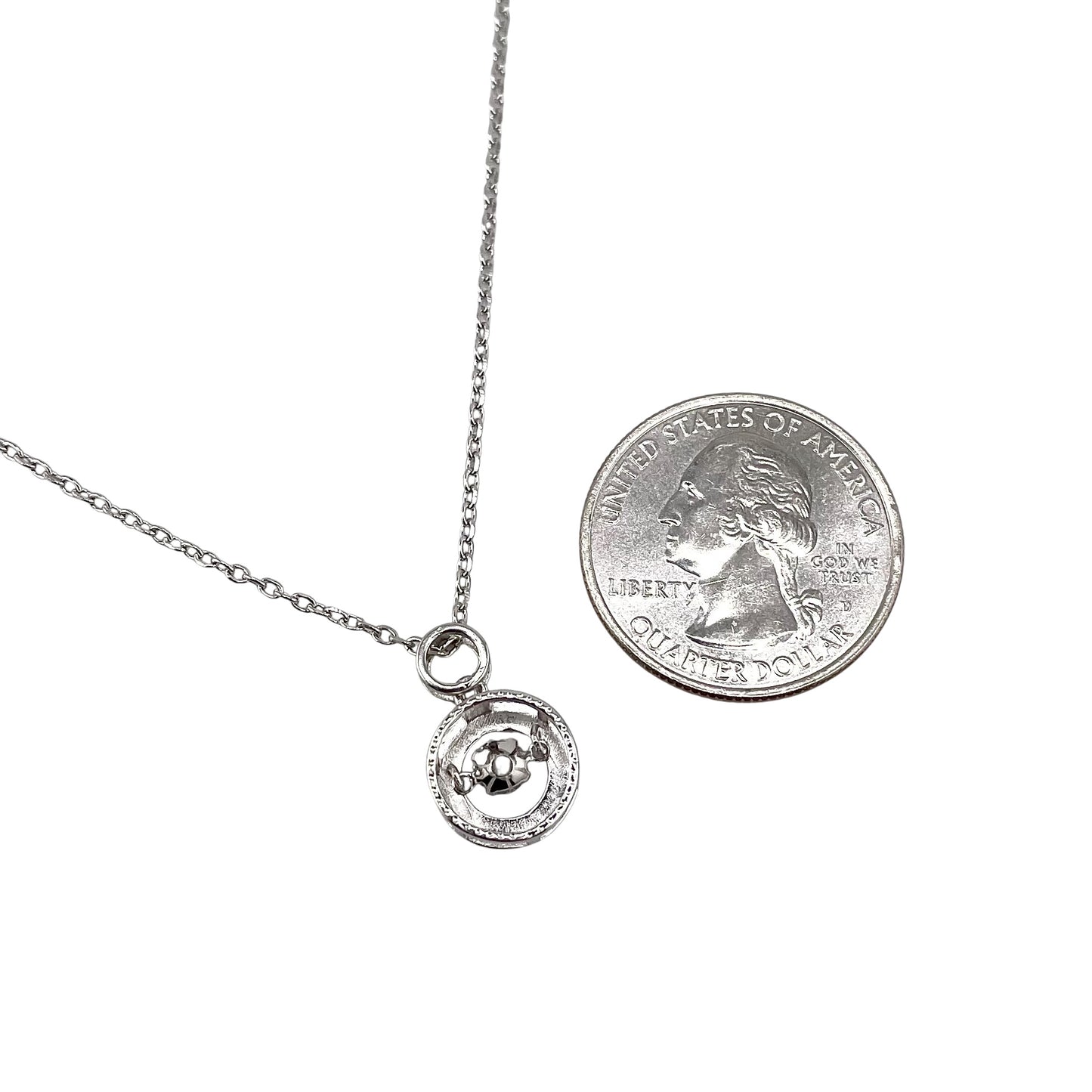 CZ Roman Numeral Chain Necklace Sterling Silver