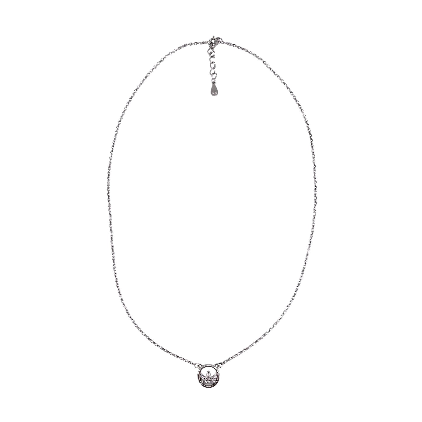 CZ Crown Chain Necklace Sterling Silver