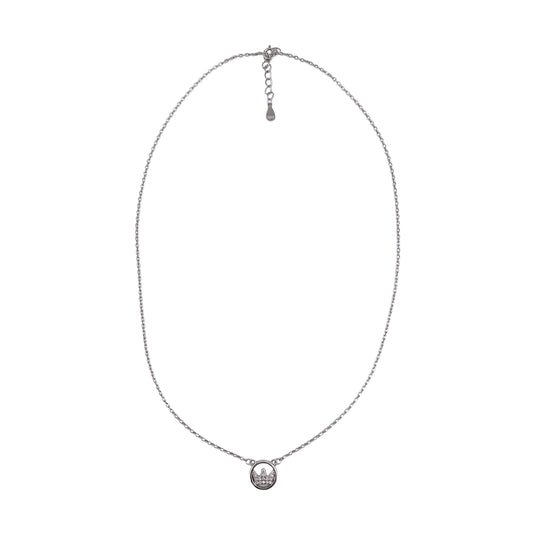 CZ Crown Chain Necklace Sterling Silver