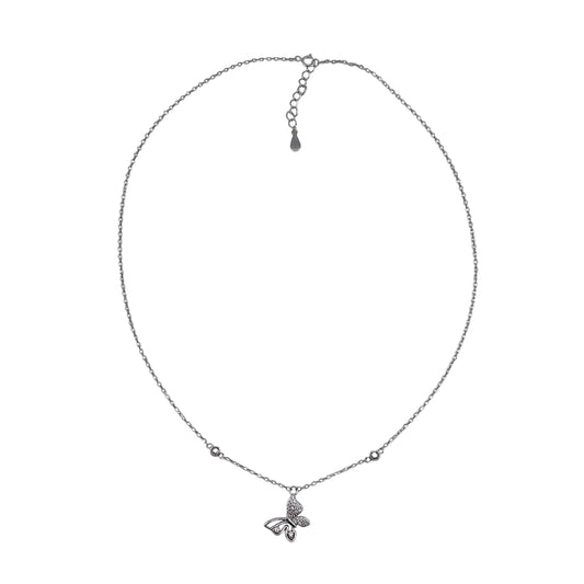 CZ Butterfly Chain Necklace Sterling Silver