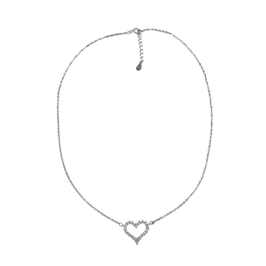 CZ Heart Chain Necklace Sterling Silver