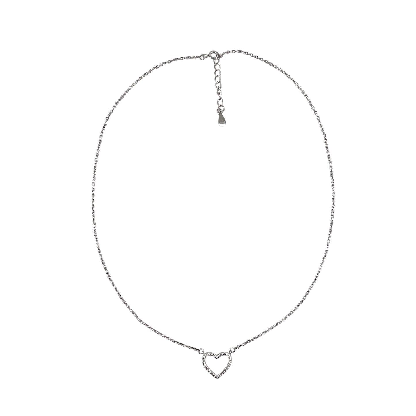 CZ Heart Chain Necklace Sterling Silver