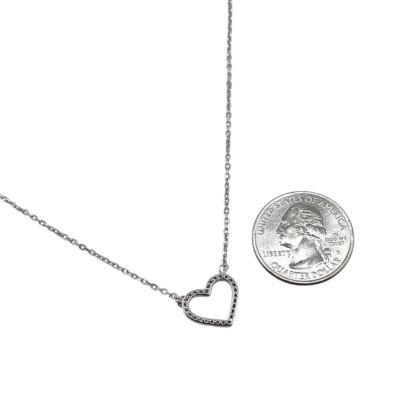CZ Heart Chain Necklace Sterling Silver