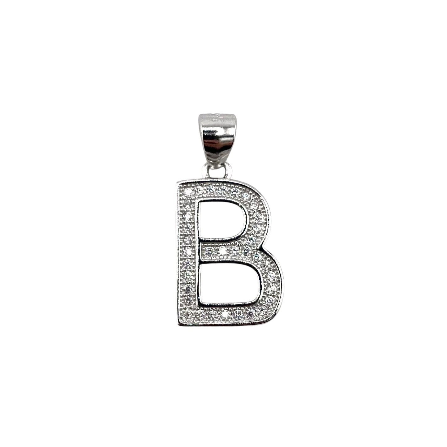 CZ Initial Alphabet Pendant Sterling Silver