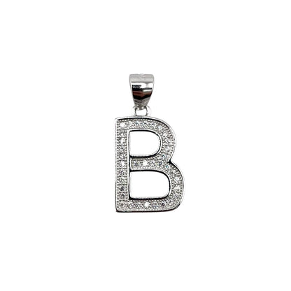 CZ Initial Alphabet Pendant Sterling Silver