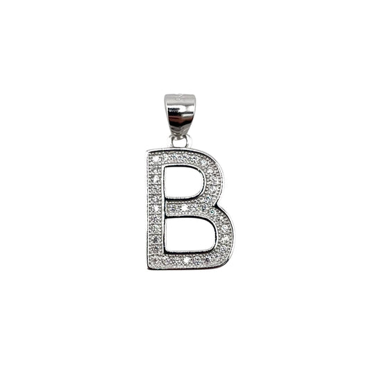CZ Initial Alphabet Pendant Sterling Silver