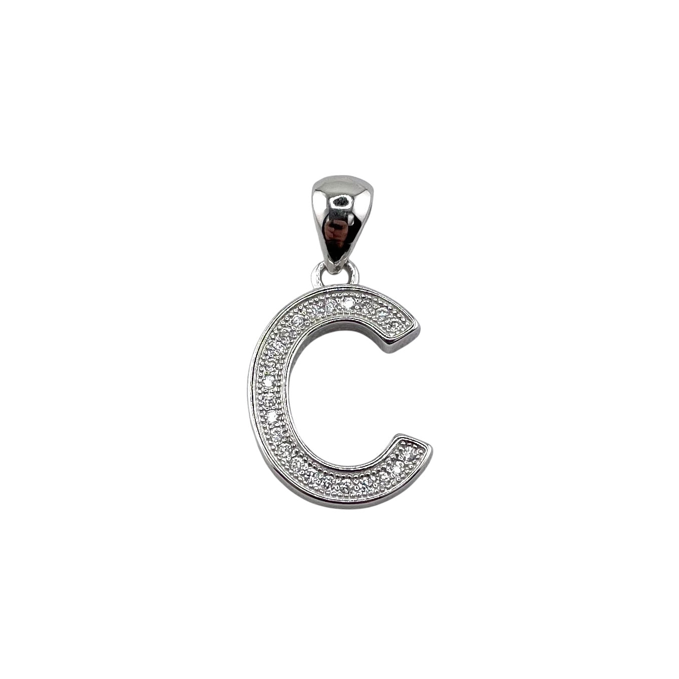 CZ Initial Alphabet Pendant Sterling Silver