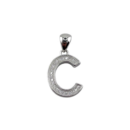 CZ Initial Alphabet Pendant Sterling Silver