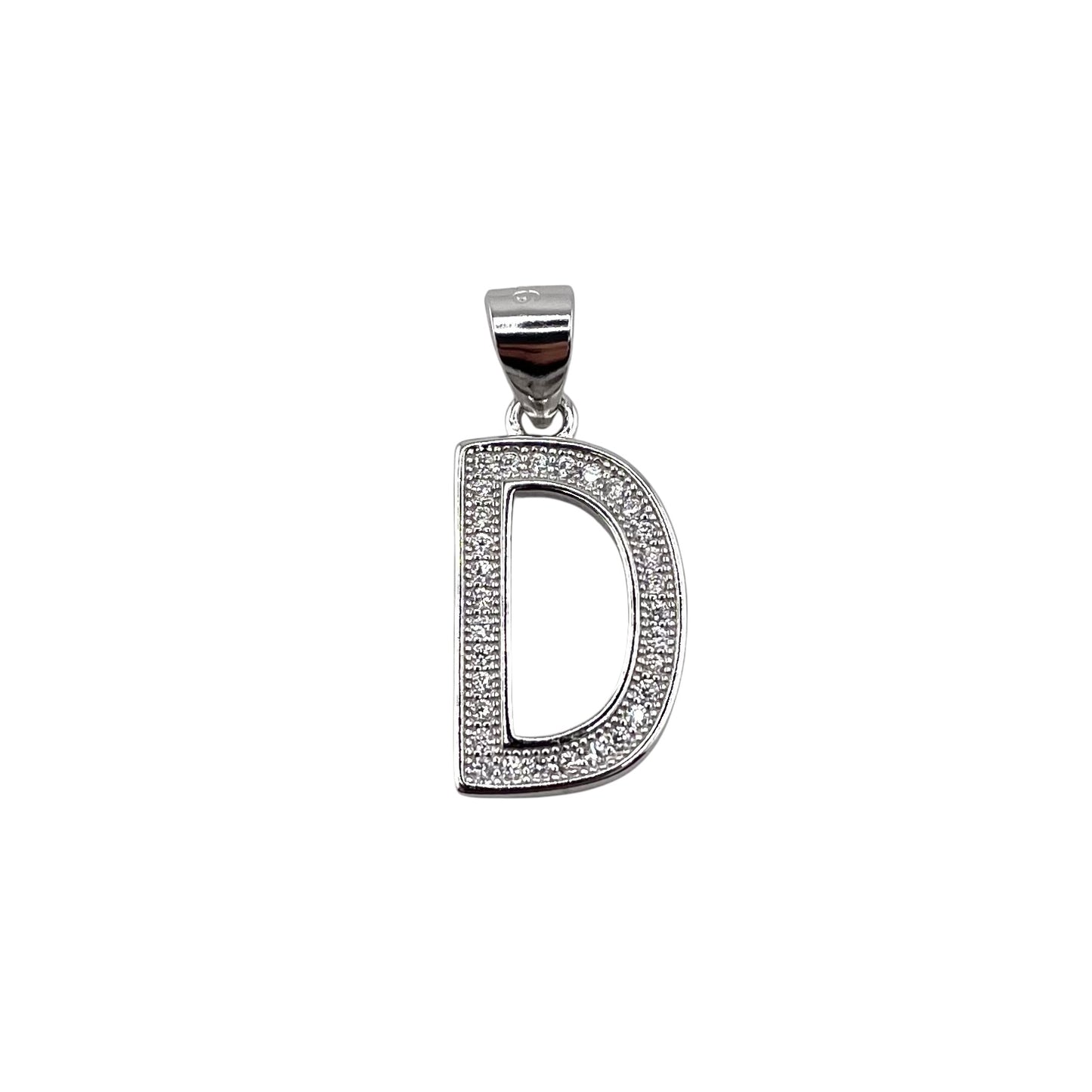 CZ Initial Alphabet Pendant Sterling Silver