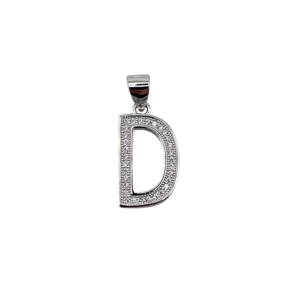CZ Initial Alphabet Pendant Sterling Silver