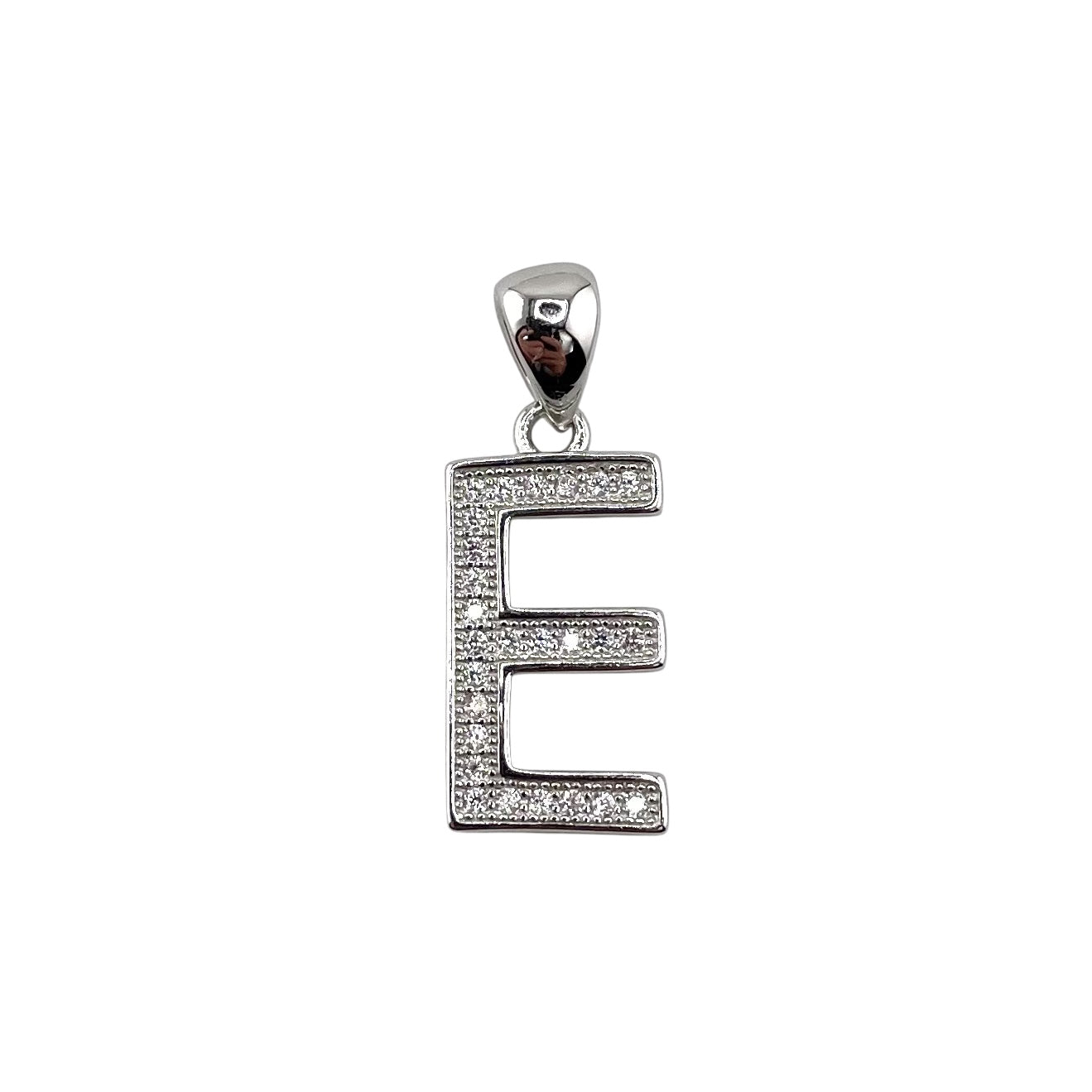 CZ Initial Alphabet Pendant Sterling Silver