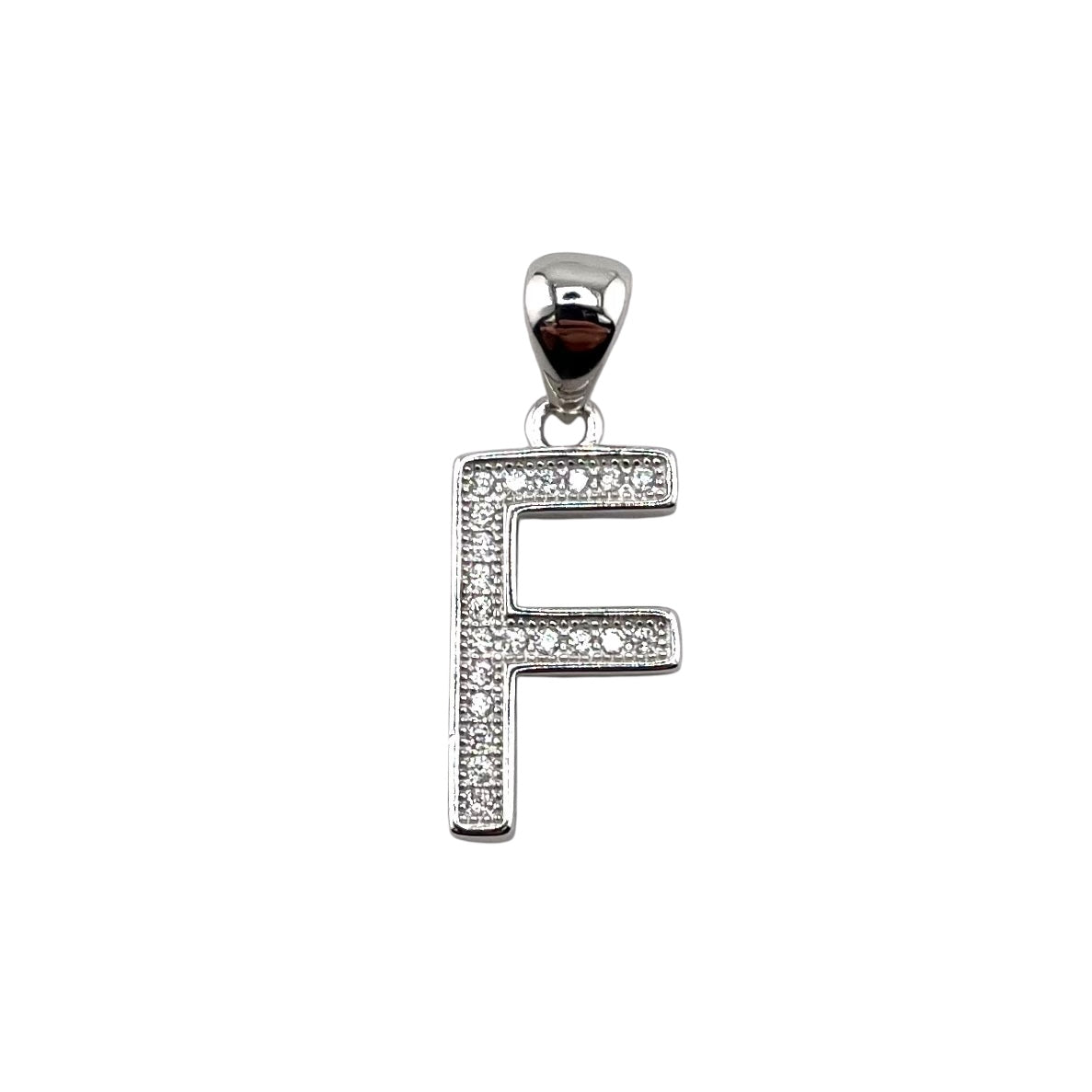 CZ Initial Alphabet Pendant Sterling Silver