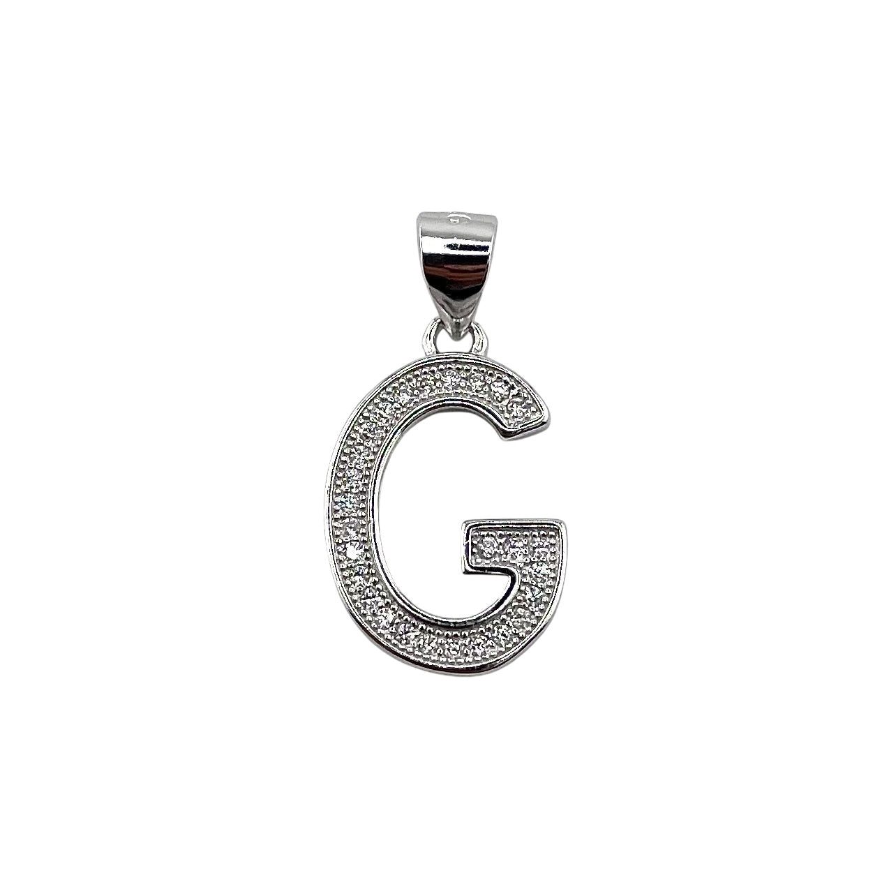 CZ Initial Alphabet Pendant Sterling Silver