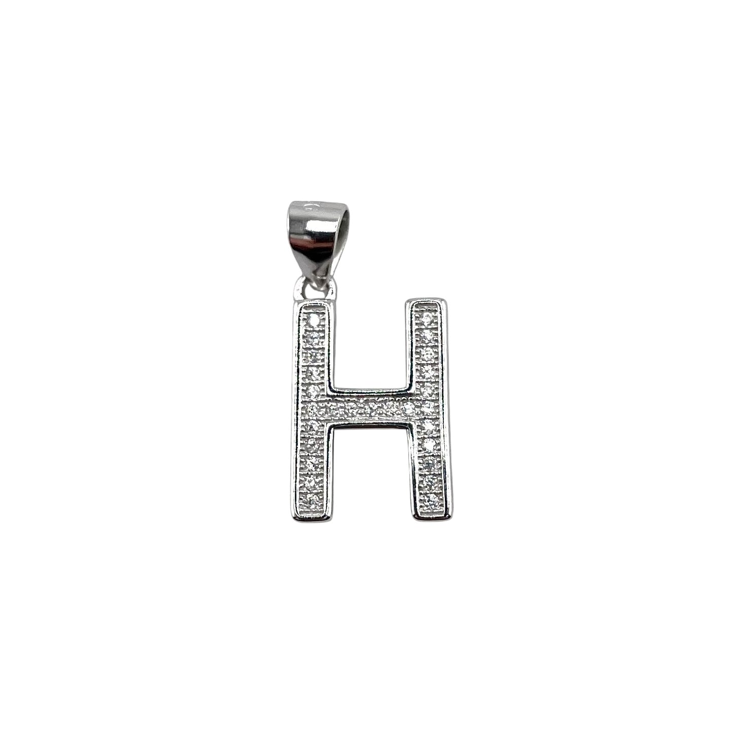 CZ Initial Alphabet Pendant Sterling Silver