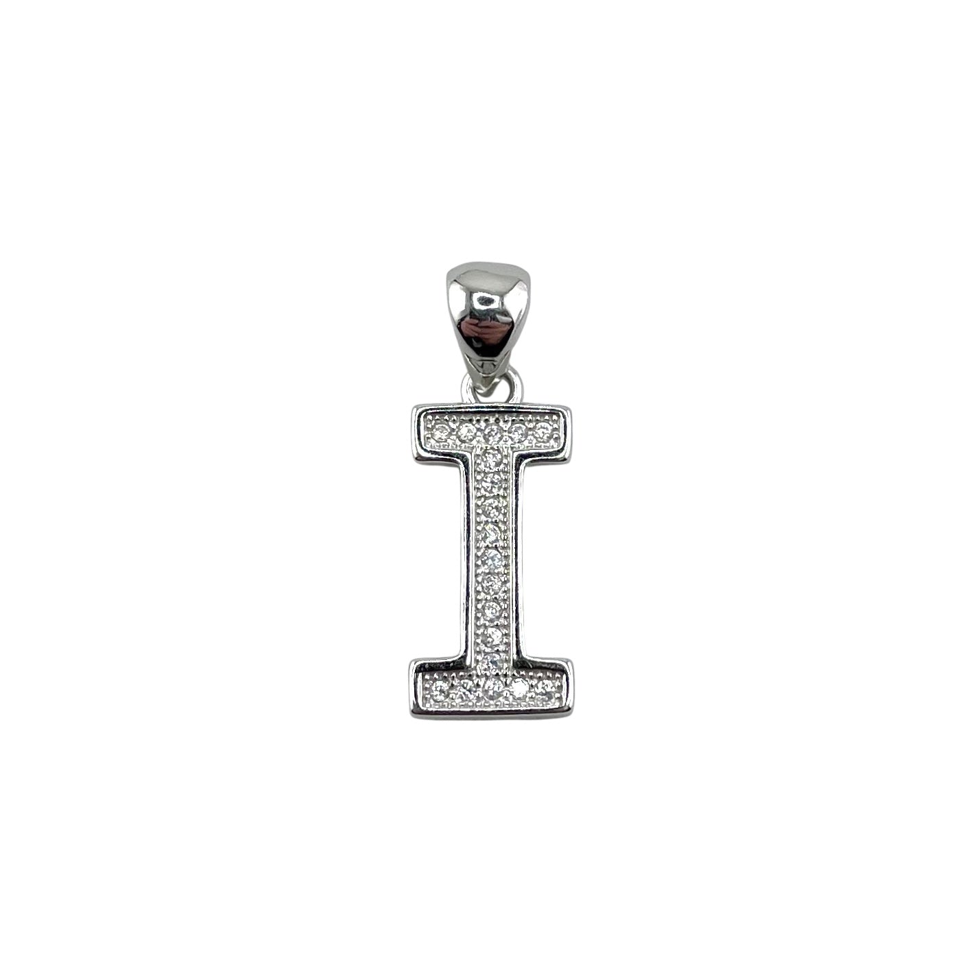 CZ Initial Alphabet Pendant Sterling Silver