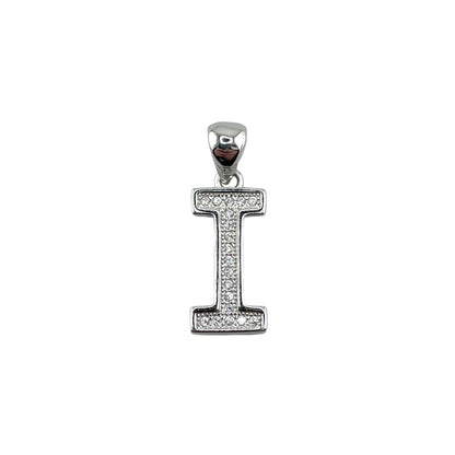CZ Initial Alphabet Pendant Sterling Silver