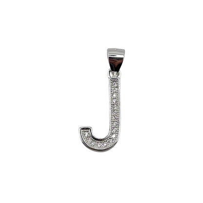 CZ Initial Alphabet Pendant Sterling Silver